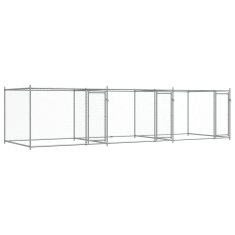 Vidaxl Pasji boks z vrati siv 6x2x1,5 m pocinkano jeklo