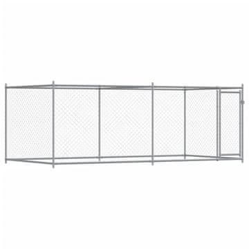 Vidaxl Pasji boks z vrati siv 4x2x1,5 m pocinkano jeklo