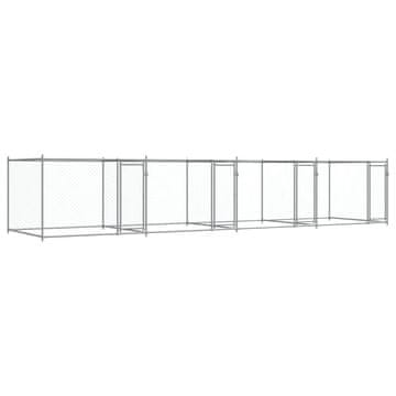 Vidaxl Pasji boks z vrati siv 8x2x1,5 m pocinkano jeklo