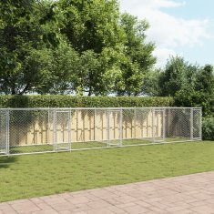 Vidaxl Pasji boks z vrati siv 10x2x1,5 m pocinkano jeklo
