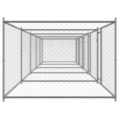 Vidaxl Pasji boks z vrati siv 10x2x1,5 m pocinkano jeklo