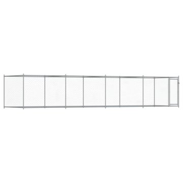 Vidaxl Pasji boks z vrati siv 8x2x1,5 m pocinkano jeklo