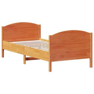 Vidaxl Posteljni okvir brez vzmetnice voščeno rjav 75x190 cm borovina