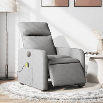 Vidaxl vidaXL Električni masažni stol z naslonjalom svetlo siv, blago