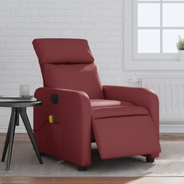 Vidaxl vidaXL Električni masažni stol z naslonjalom, bordo, umetno usnje