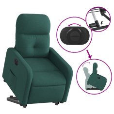 Vidaxl Električni naslanjač s funkcijo vstajanja temno zeleno blago