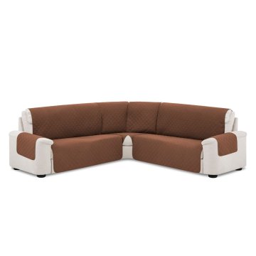 TIMMLUX Dvostransko pregrinjalo za kotno sedežno garnituro 160x60x60x160 cm bež / rjava EU kvaliteta