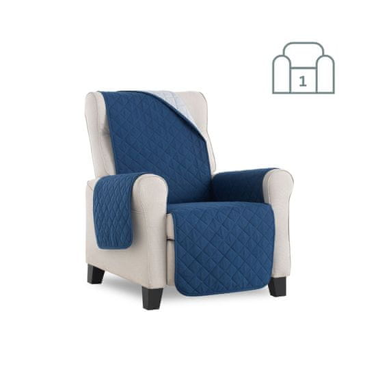TIMMLUX Dvostransko pregrinjalo za fotelj - enosed 55x200 cm modra / svetlo siva EU kvaliteta