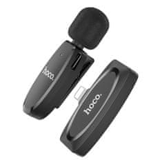 Hoco Brezžični mikrofon za pametni telefon lighting 8 pin za vloge, TikTok, facebook, YouTube L15 črn