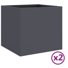 Vidaxl Cvetlično korito 2 kosa antracit 32x30x29 cm jeklo