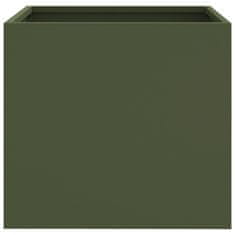 Vidaxl Cvetlično korito 2 kosa olivno zeleno 32x30x29 cm valjano jeklo
