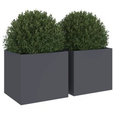 Vidaxl Cvetlično korito 2 kosa antracit 32x30x29 cm jeklo