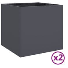 Vidaxl Cvetlično korito 2 kosa antracit 49x47x46 cm jeklo