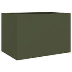 Vidaxl Cvetlično korito olivno zeleno 62x40x39 cm jeklo