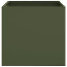 Vidaxl Cvetlično korito 2 kosa olivno zeleno 42x40x39 cm valjano jeklo
