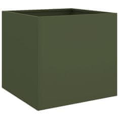 Vidaxl Cvetlično korito 2 kosa olivno zeleno 42x40x39 cm valjano jeklo
