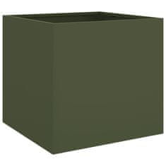 Vidaxl Cvetlično korito olivno zeleno 42x40x39 cm jeklo