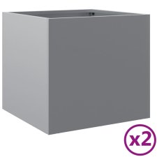 Vidaxl Cvetlično korito 2 kosa srebrno 32x30x29 cm pocinkano jeklo