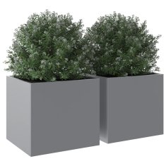 Vidaxl Cvetlično korito 2 kosa srebrno 32x30x29 cm pocinkano jeklo