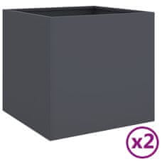 Vidaxl Cvetlično korito 2 kosa antracit 42x40x39 cm valjano jeklo