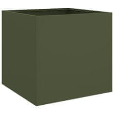 Vidaxl Cvetlično korito olivno zeleno 49x47x46 cm jeklo