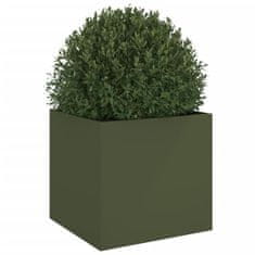 Vidaxl Cvetlično korito olivno zeleno 49x47x46 cm jeklo