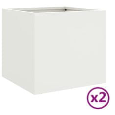 Vidaxl Cvetlično korito 2 kosa belo 32x30x29 cm hladno valjano jeklo