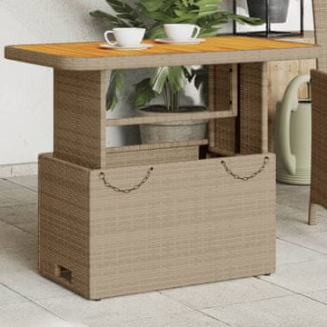 Vidaxl vidaXL Vrtna miza bež 90x55x71 cm poli ratan in akacija