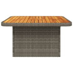 Vidaxl Vrtna miza siva 80x80x71 cm poli ratan in akacijev les