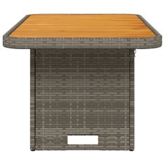 Vidaxl Vrtna miza siva 90x55x71 cm poli ratan in akacijev les