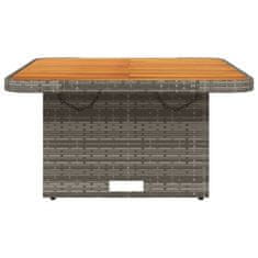 Vidaxl Vrtna miza siva 80x80x71 cm poli ratan in akacijev les