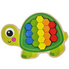 Tooky Toy Lesena barvna mozaična sestavljanka želva polž