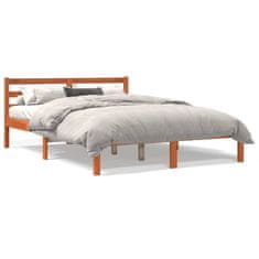 Vidaxl Posteljni okvir brez vzmetnice voščeno rjav 140x190 cm borovina