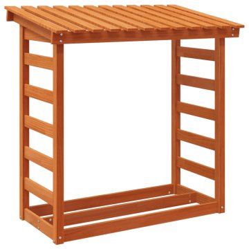 Vidaxl Stojalo za drva voščeno rjavo 108x64,5x110 cm trdna borovina