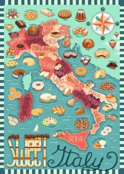 Ravensburger Puzzle Sladki zemljevid Italije 1000 kosov