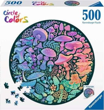 Ravensburger Okrogla sestavljanka Krog barv: Gobe 500 kosov
