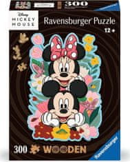 Ravensburger Lesena konturna sestavljanka Mickey and Minnie 300 kosov