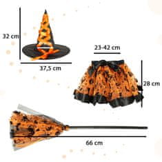 WOWO Pustni kostum čarovnica - Oranžen pustni kostum čarovnice - 3 kosi