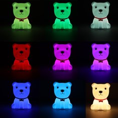 WOWO Nočna lučka za otroke - Bela silikonska nočna lučka z 8 LED diodami in USB za otroke - Pes