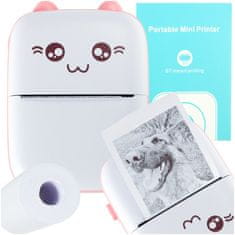 shumee Drukotek mini termični tiskalnik za fotografije etiket + USB kabel roza kat