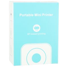WOWO Photo Mini Thermal Printer - Mini termalni tiskalnik za fotografske nalepke z modrim kvadratnim kablom USB