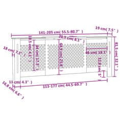 Vidaxl Pokrov za radiator črn MDF 205 cm