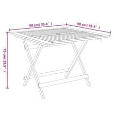 Vidaxl Zložljiva vrtna miza 90x90x75 cm trden akacijev les