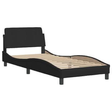 Vidaxl Posteljni okvir z vzglavjem Dover črn 90x190 cm blago