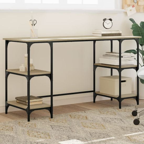 Vidaxl Pisalna miza sonoma hrast 140x50x75 cm kovina in inženirski les