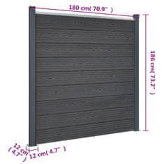 Vidaxl Komplet ograjnih panelov siv 526x186 WPC