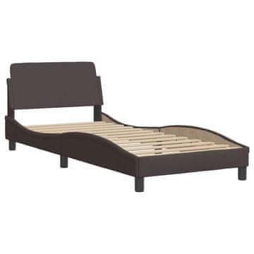 Vidaxl Posteljni okvir Dover temno rjav 90x190 cm blago