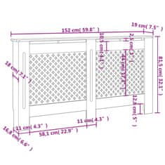 Vidaxl Pokrov za radiator antraciten 152x19x81,5 cm mediapan