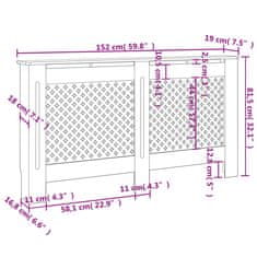 Vidaxl Pokrov za radiator črn 152x19x81,5 cm mediapan