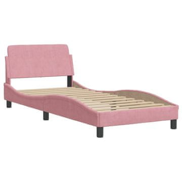 Vidaxl Posteljni okvir z vzglavjem Dover roza 90x200 cm žamet